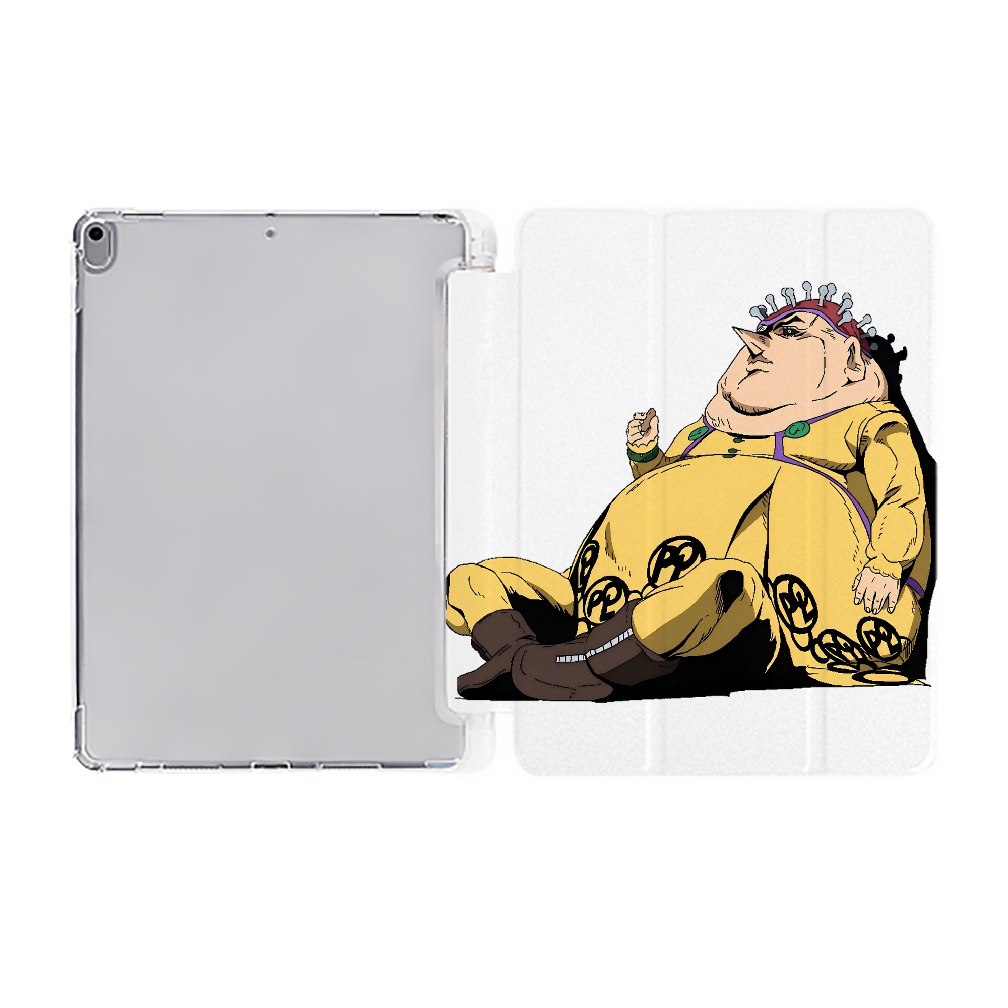 （画像用） ジョジョの奇妙な冒険 ポルポ JoJo's Bizarre Adventure Polpo IPad ケース ペン収納付き 三つ折りスタンド PUレザー×シリコン 対応機種9.5/10.5/10.9インチ